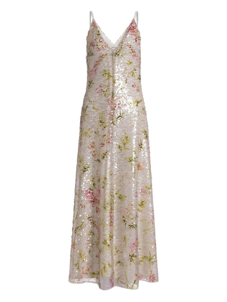 Alberta Ferretti Printed Sequins Long Dress Clothing