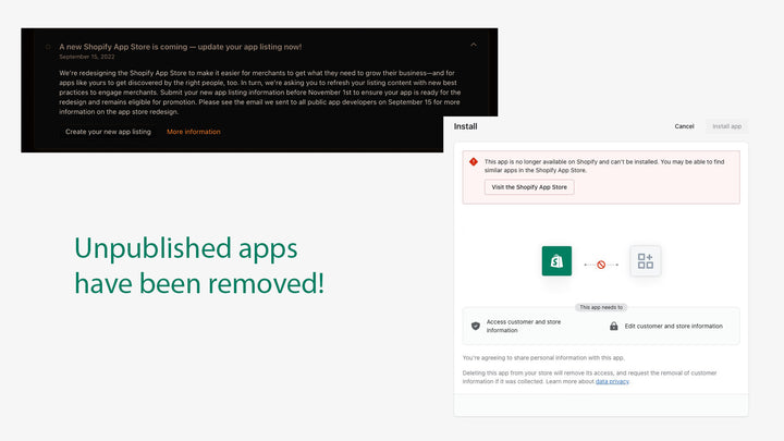 Shopify Unpublished Apps Have Been Removed!