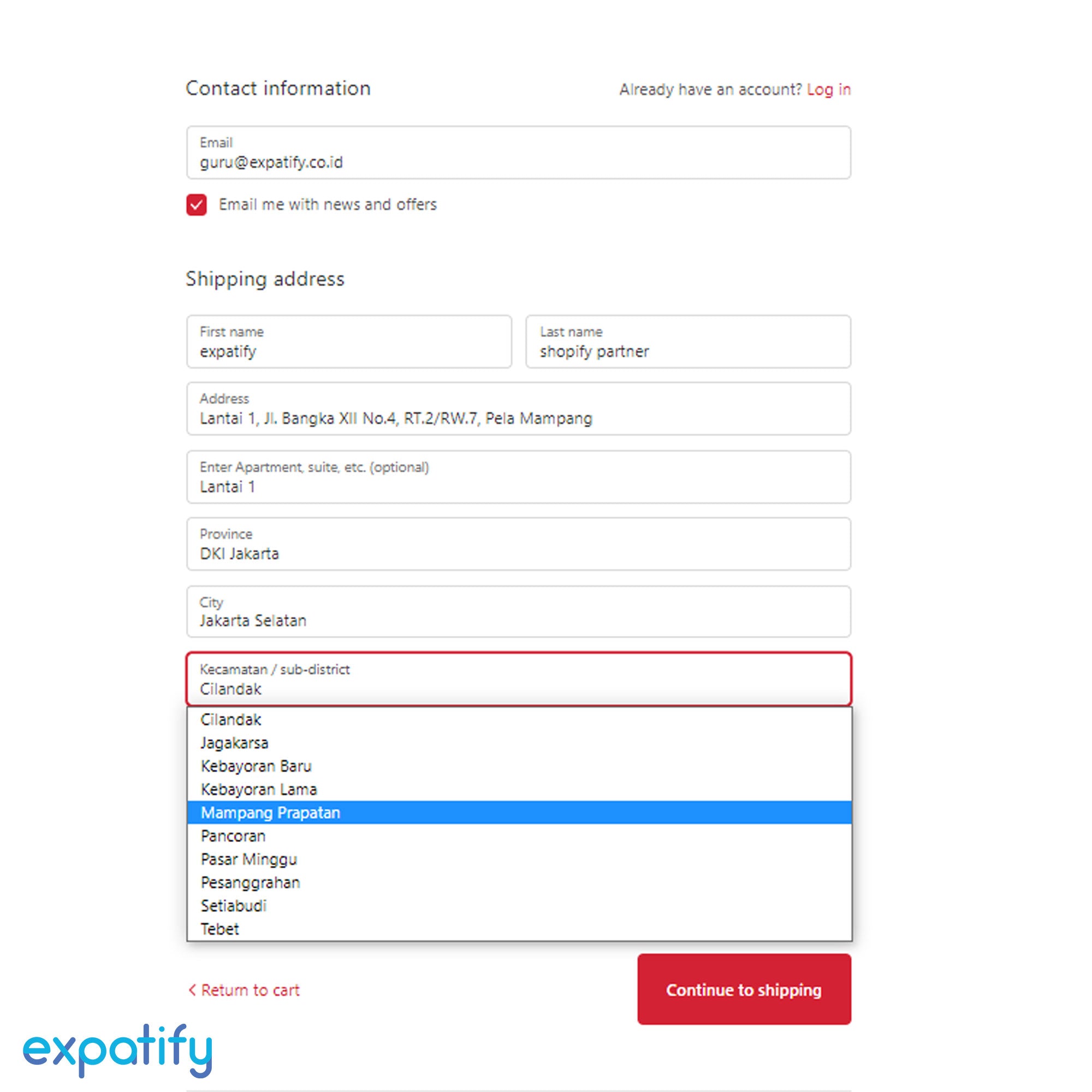 Shopify City & Sub-District Dropdown